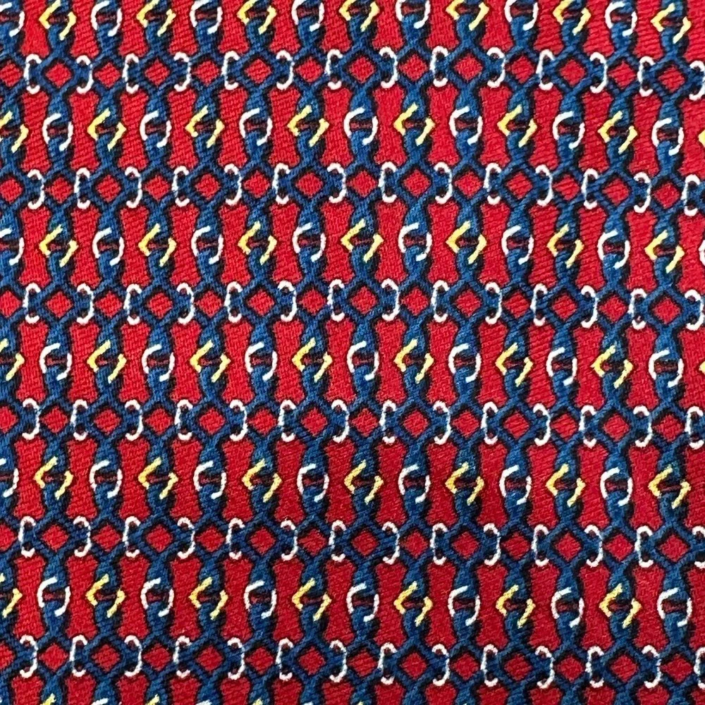 Vintage Brooks Brothers Makers Silk Tie Red Blue Geometric USA Necktie 56x3.75in